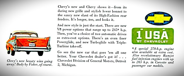 Old Chevy Advertisement from 1957 with USA license plate