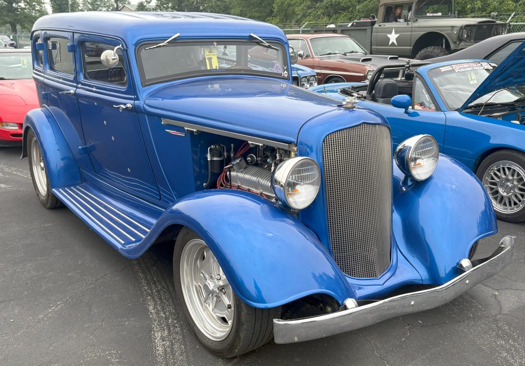 Blue hot rod prewar sedan